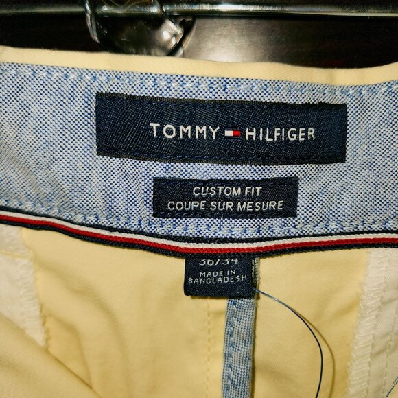 Men's Tommy Hilfiger Summer Yellow Custom Fit Th Flex Cotton‎ Chino Pants 36x34 - Picture 11 of 16
